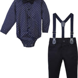 Formal Gentlemen's 4-Piece Set: Vest - Pants - Bowtie and Schoulders Strap Ensemble for Baby Boys