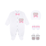 Baby Girl Newborn 4-Piece Cotton Jeweled Layette Set