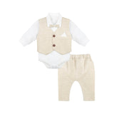 Baby Boy's Gentelman Outfit - Bodysuit Shirt, Vest, Comfy Pants 3-Piece Suit Set