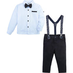 Boys cotton suit with shirt, pants and suspender set; perfect for baby boy clothes & christmas gift ideas  