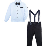 Boys cotton suit with shirt, pants and suspender set; perfect for baby boy clothes & christmas gift ideas  