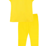 Basic Short Puff Sleeve Cotton T-Shirt and Leggings Set 6-9 Years lilax