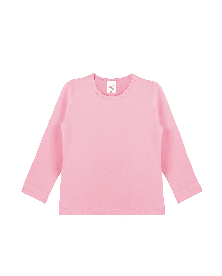 Little Girls Cotton Long Sleeve Basic Crewneck T-Shirt