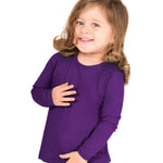 Girls' Basic Crewneck Long Sleeve Cotton T-Shirt  / 5 to 7 Years lilax