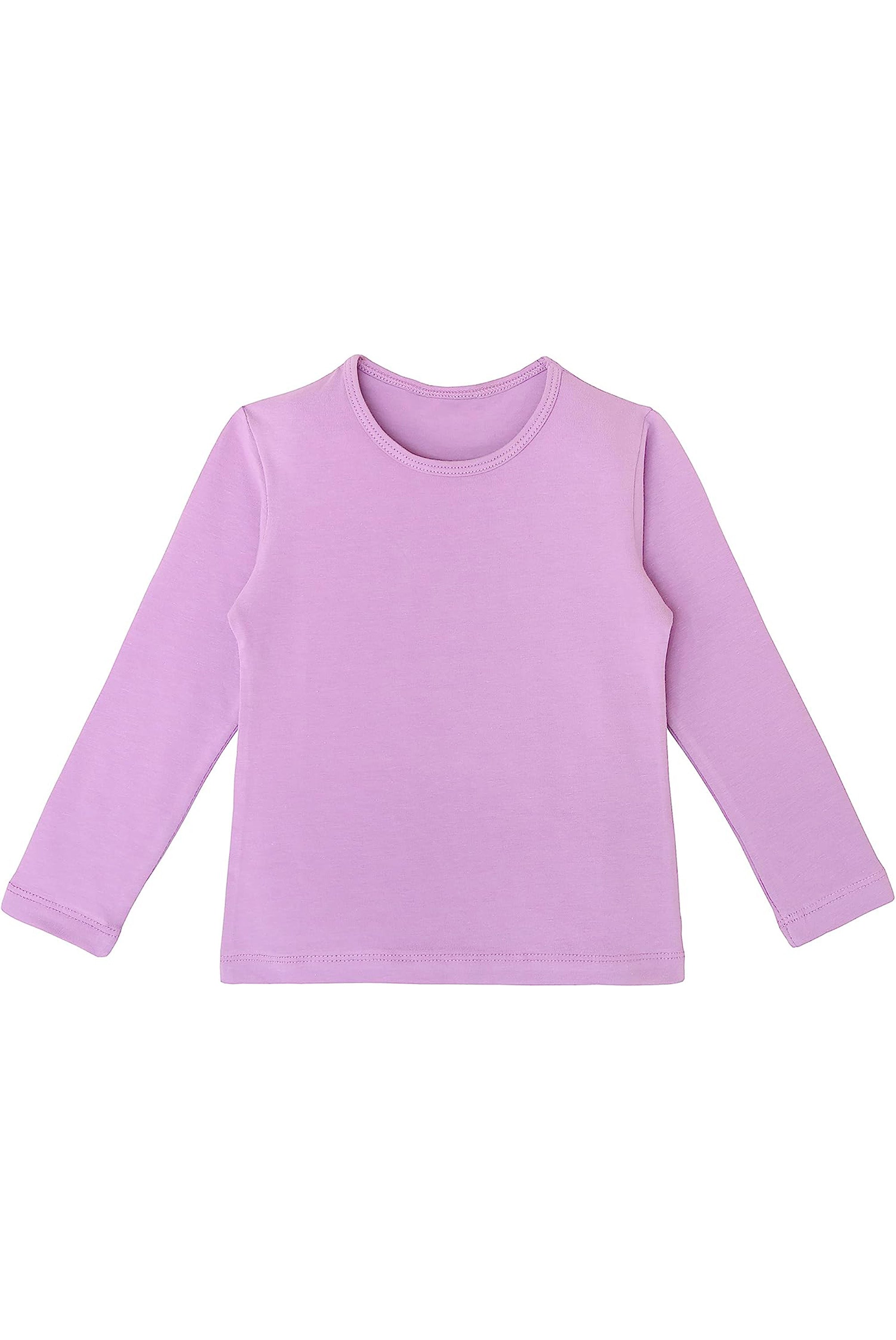 Girls' Basic Crewneck Long Sleeve Cotton T-Shirt / 11-12 Years LILAX