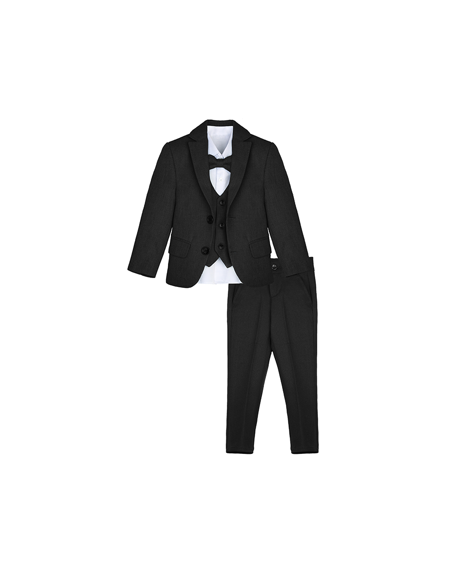 Boys 5-Piece Slim Fit Textured Formal Suit Set