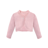 Girls Knit Lace Detailed Buttoned Bolero Cardigan