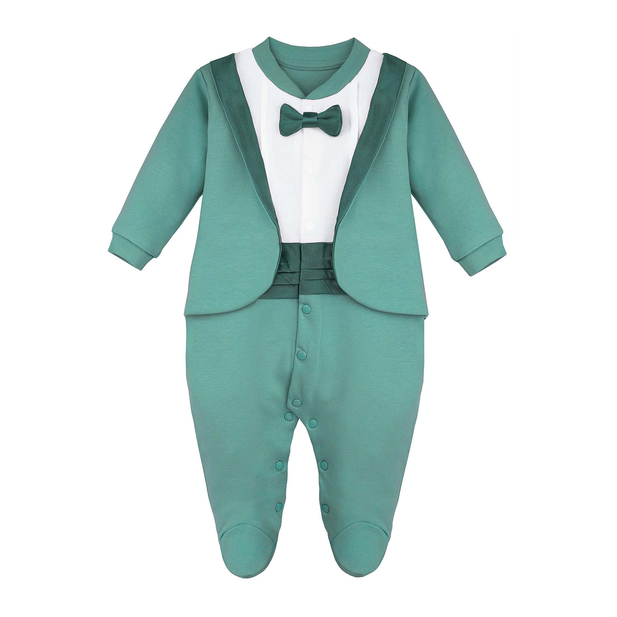 Baby Boy Footie Tuxedo Outfit with Bow Tie for Christmas Holidays - The Perfect Gentleman Look