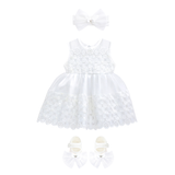 Baby Girl White Flower Girl Dress Set