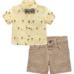 Baby & Toddler Boys' Summer Outfit - Button-Down T-Shirt, Matching Bowtie, and Short Set