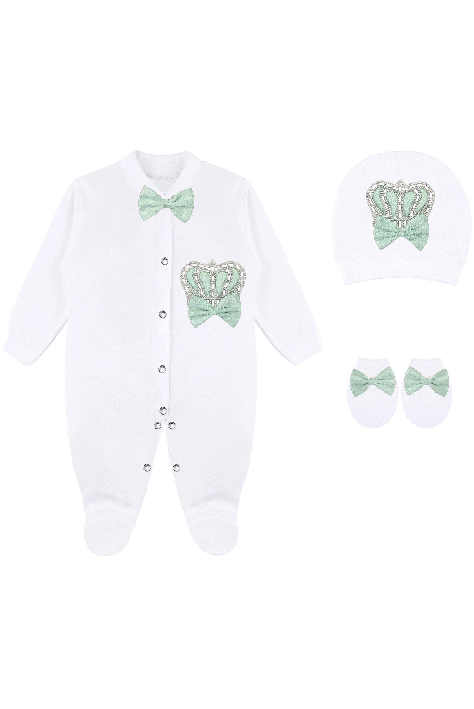 Gift Set for Newborn Baby Girl with Crown Jewels Layette - 3 Piece Ensemble LILAX