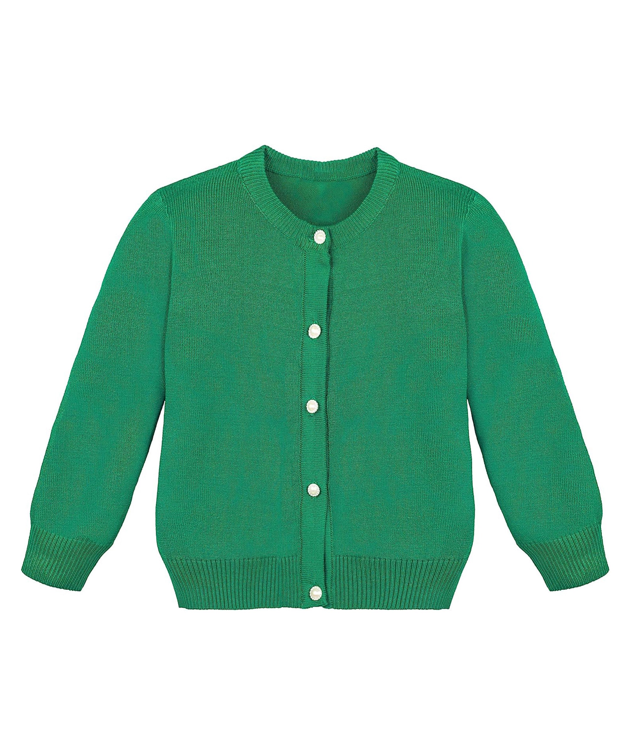 Baby girls 5 pearl-buttoned cardigan sweater; perfect for baby girl clothes & christmas gift ideas  