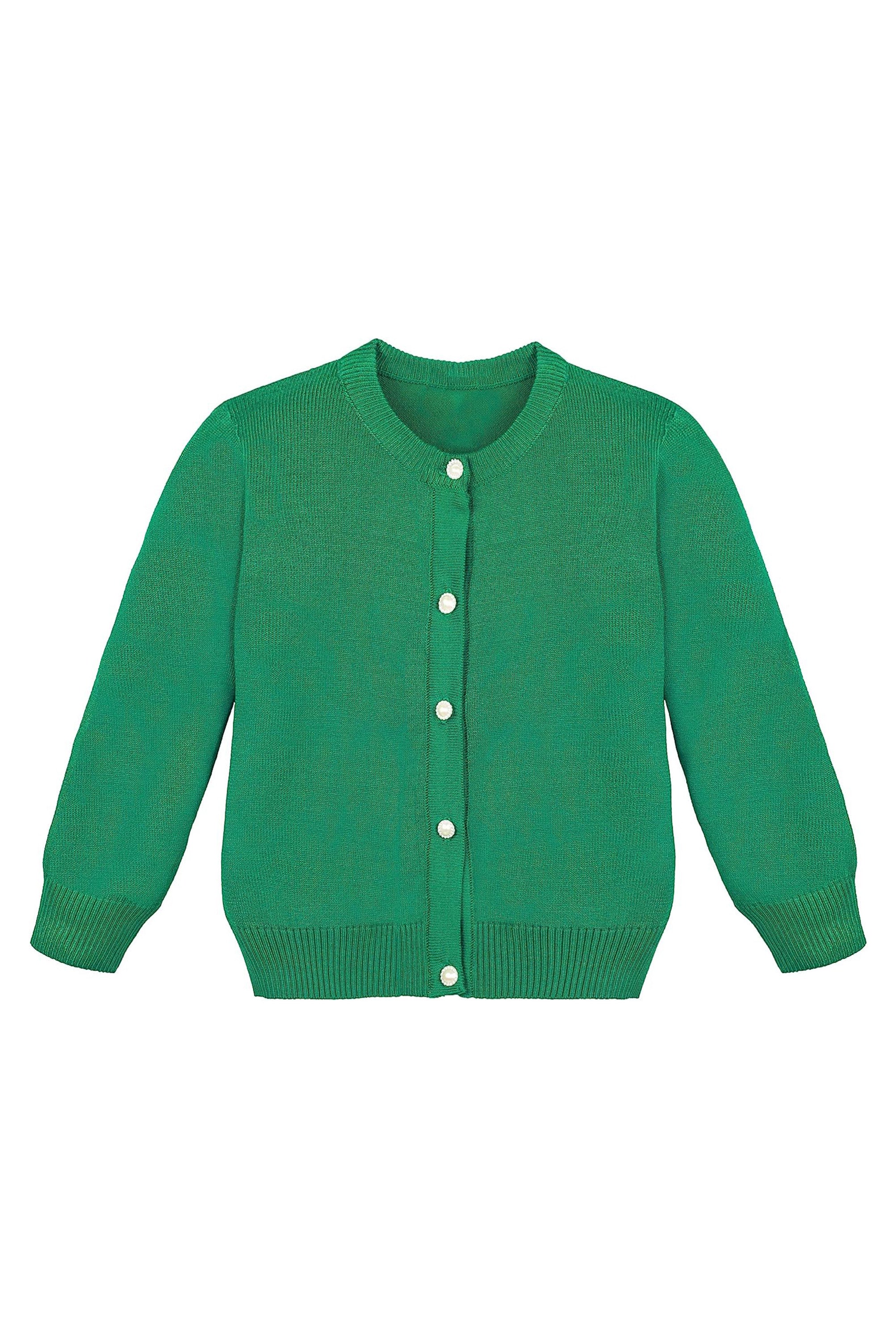 Baby girls 5 pearl-buttoned cardigan sweater; perfect for baby girl clothes & christmas gift ideas