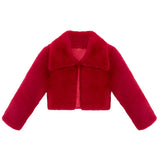 Girls Faux Fur Shrug Jacket Tied Ribbon Cozy Bolero