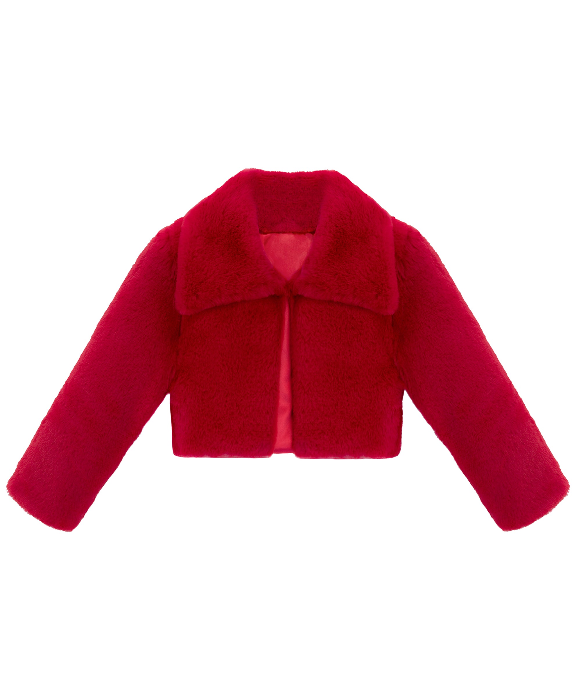 Puffy cozy girls’ bolero jacket with oversized collar; perfect girls christmas dress and Christmas gift ideas 