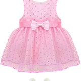 Baby Girls' Lace Dot Tulle Dress Pageant Sleeveless Party Wedding Outfit 3 Piece