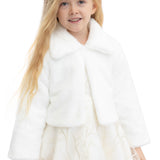 Girls Faux Fur Shrug Jacket Tied Ribbon Cozy Bolero