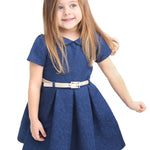 Girls collared short sleeve dress with belt; perfect for christmas gift ideas