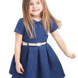 Little Girls' Occasion Dress with Shimmer Belt Flocked LILAX