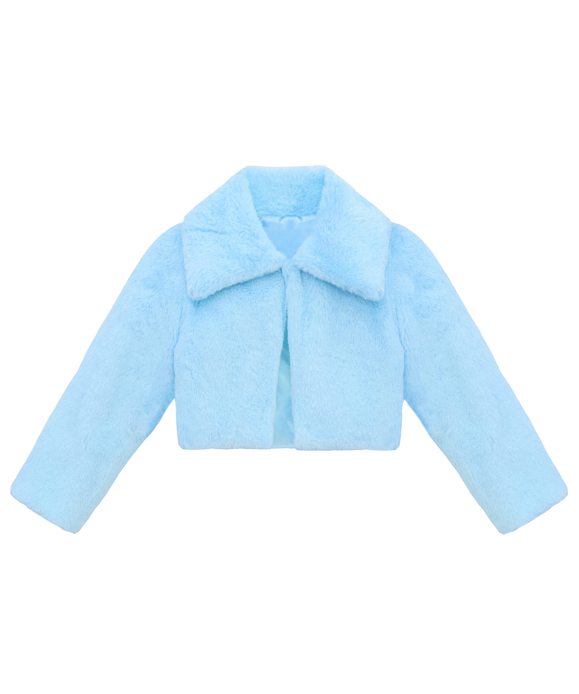 Puffy cozy girls’ bolero jacket with oversized collar; perfect girls christmas dress and Christmas gift ideas 