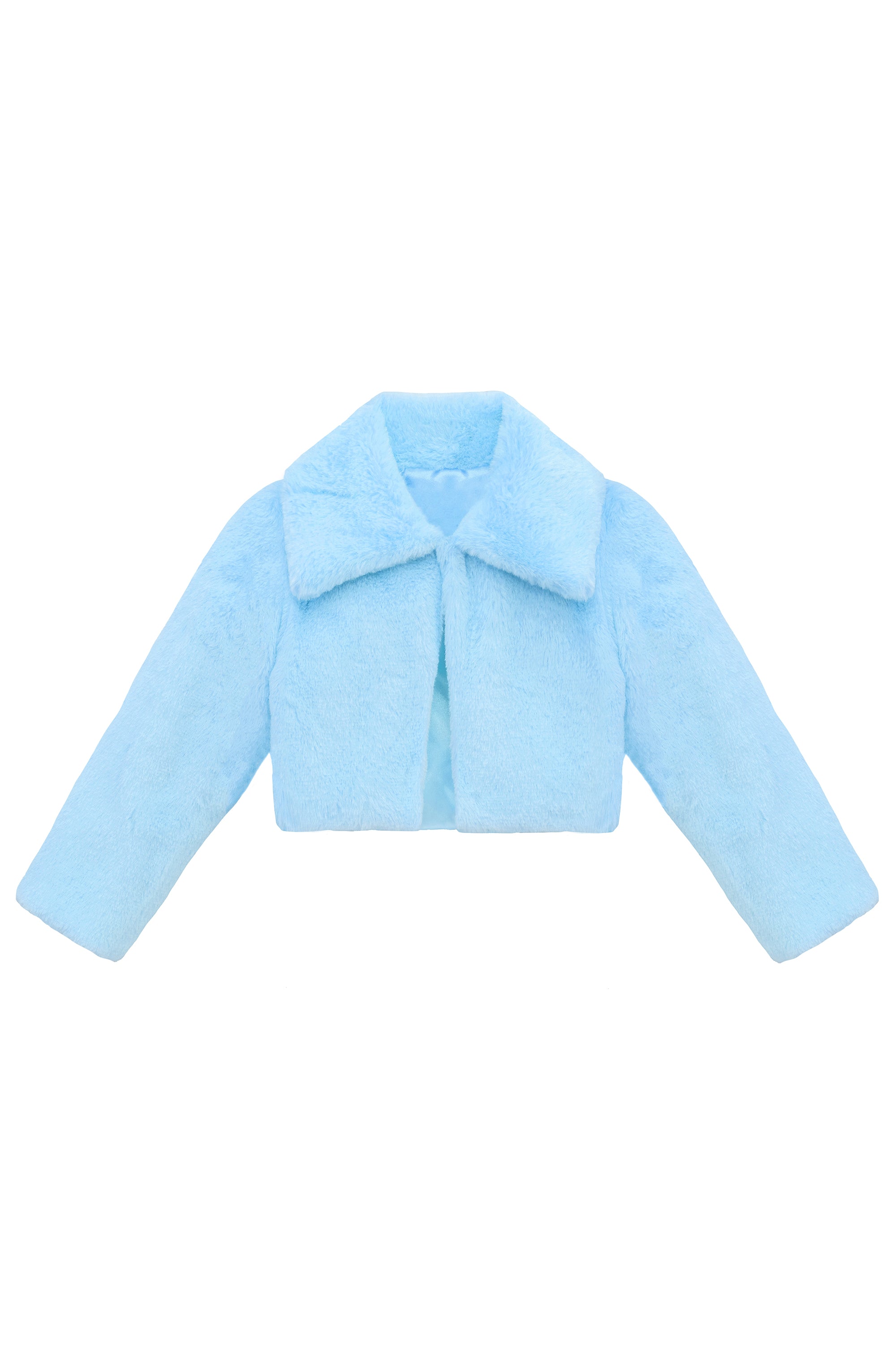 Girls Faux Fur Shrug Jacket Tied Ribbon Cozy Bolero