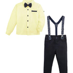 Boys cotton suit with shirt, pants and suspender set; perfect for baby boy clothes & christmas gift ideas  