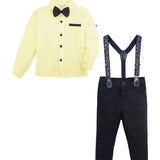 Boys cotton suit with shirt, pants and suspender set; perfect for baby boy clothes & christmas gift ideas  