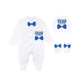 Newborn 3-Piece Cotton Jeweled Crown Layette Set