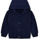 Baby Boys' Hooded Cardigan, Soft Knit Ribbed Buton Closure Sweater