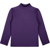 Girls' Basic Mock Turtleneck Long Sleeve Cotton Solid T-Shirt / 5 to 8 Years