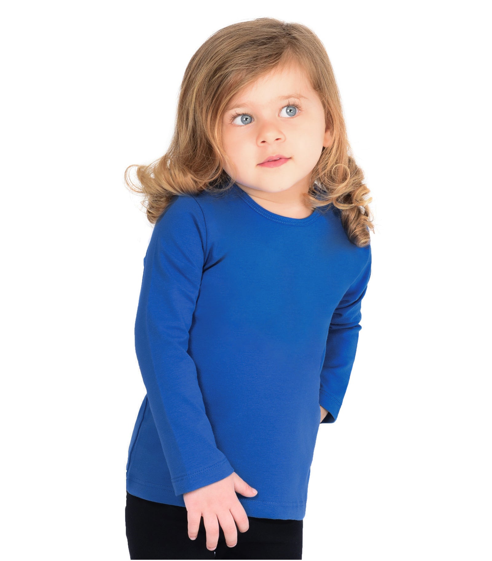 Girls' Basic Crewneck Long Sleeve Cotton T-Shirt  / 5 to 7 Years lilax