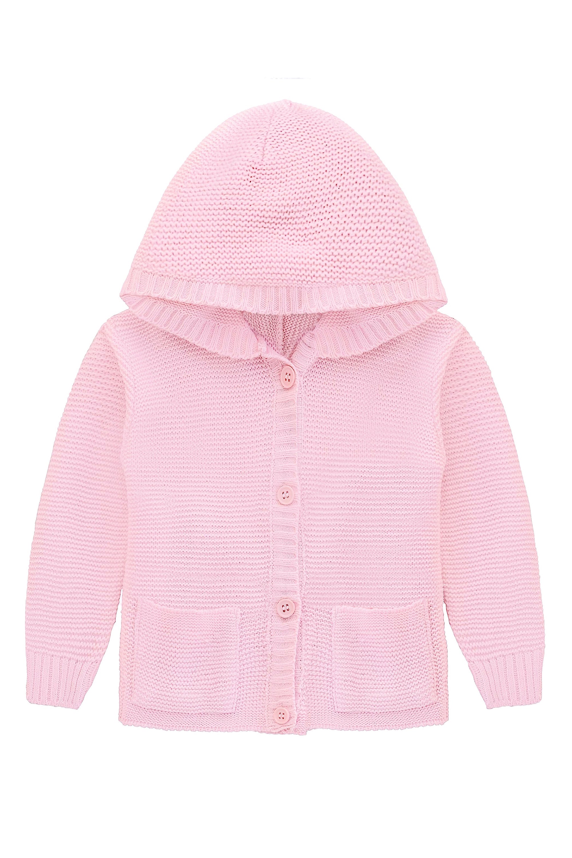 Baby Girls' Hooded Cardigan, Soft Knit Ribbed Button Closure Sweater