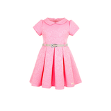 Girls Patterned Shimmer Belt Dress