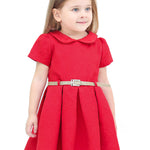 Girls collared short sleeve dress with belt; perfect for christmas gift ideas