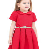 Girls collared short sleeve dress with belt; perfect for christmas gift ideas