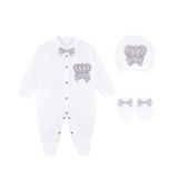 Newborn 3-Piece Cotton Jeweled Crown Layette Set