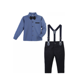 Boys Patterned Shirt & Suspender Pants Set