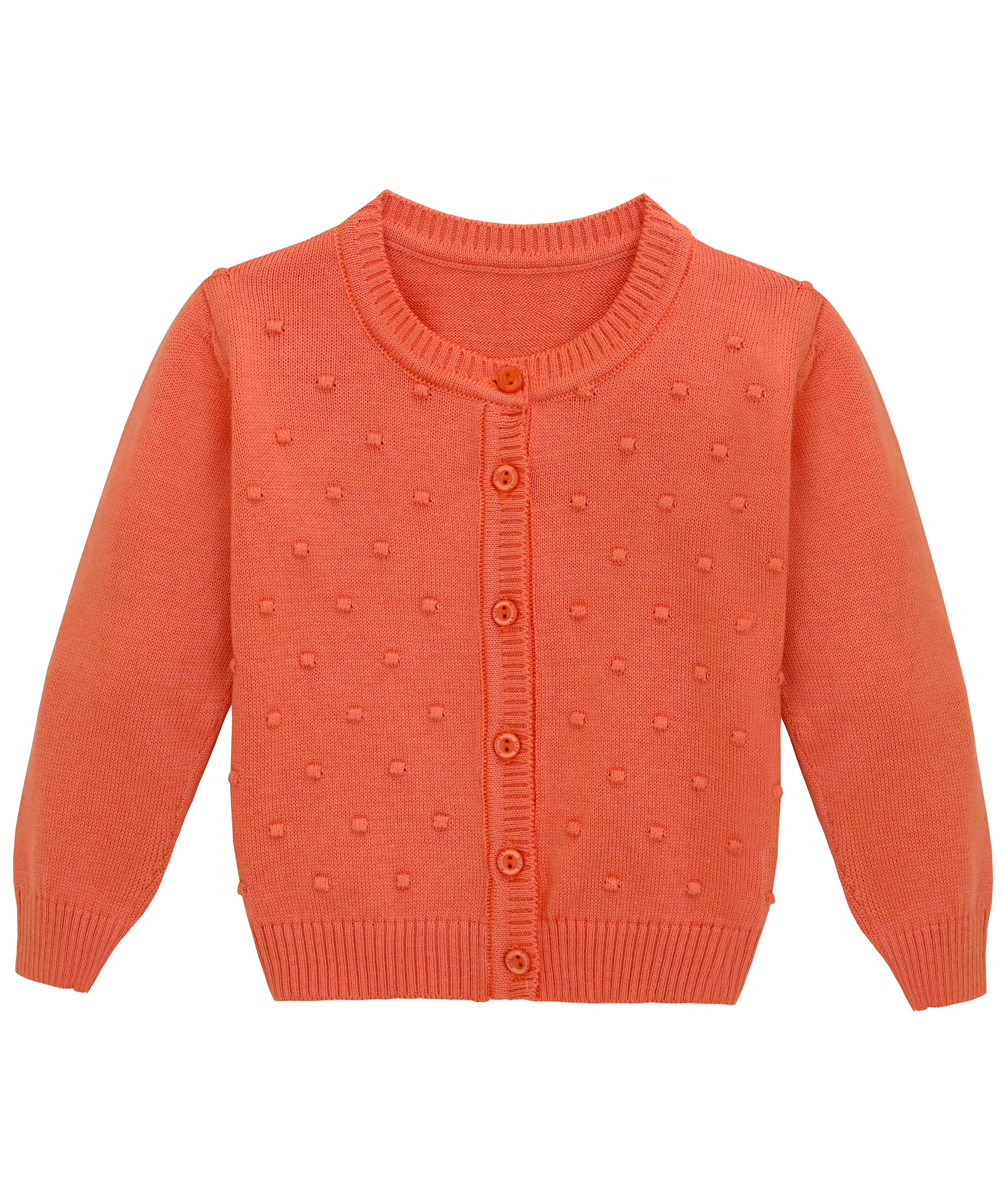 Baby girl knit round neck cardigan witk polka dots on top; perfect baby girl clothes & christmas gift ideas 