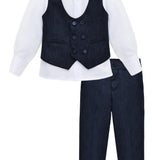 Toddler & Youth Boys 4 Piece Formal Suit Set V-Neck Vest White Dress Shirt Dress Pants and Bowtie