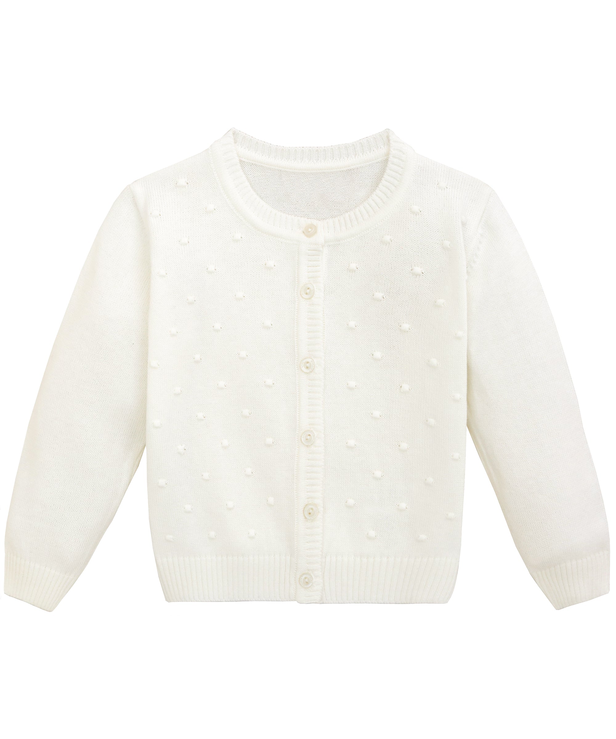 Baby girl knit round neck cardigan witk polka dots on top; perfect baby girl clothes & christmas gift ideas 