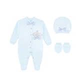 Newborn 3-Piece Cotton Jeweled Crown Layette Set