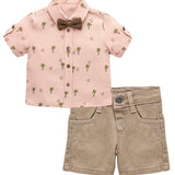 Baby & Toddler Boys' Summer Outfit - Button-Down T-Shirt, Matching Bowtie, and Short Set