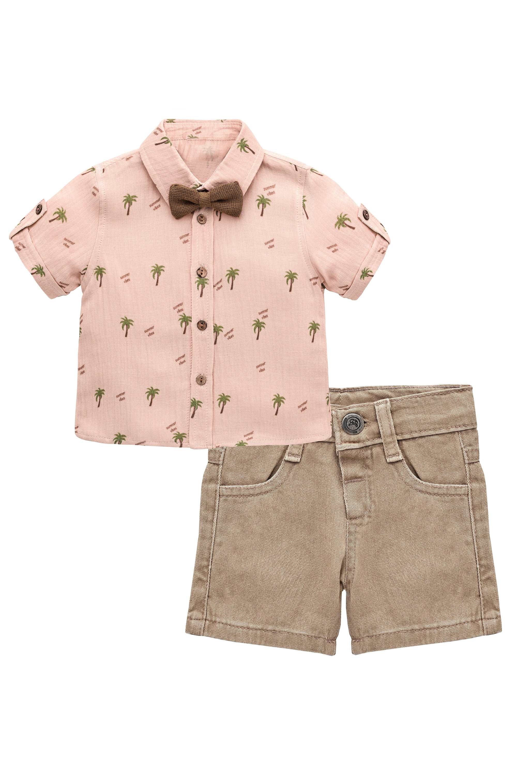 Baby & Toddler Boys' Summer Outfit - Button-Down T-Shirt, Matching Bowtie, and Short Set