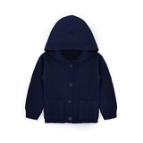 Baby Boy Hooded Button Down Knit Cardigan Sweater