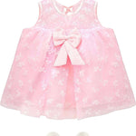 Baby girl tulle-skirt dress bow details; for baby girl clothes & christmas gift ideas