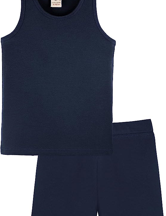 Girls cotton solid basic racerback tanktop and shorts set; perfect for baby girl clothes & christmas gift ideas  