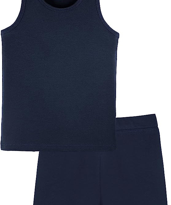 Girls cotton solid basic racerback tanktop and shorts set; perfect for baby girl clothes & christmas gift ideas  