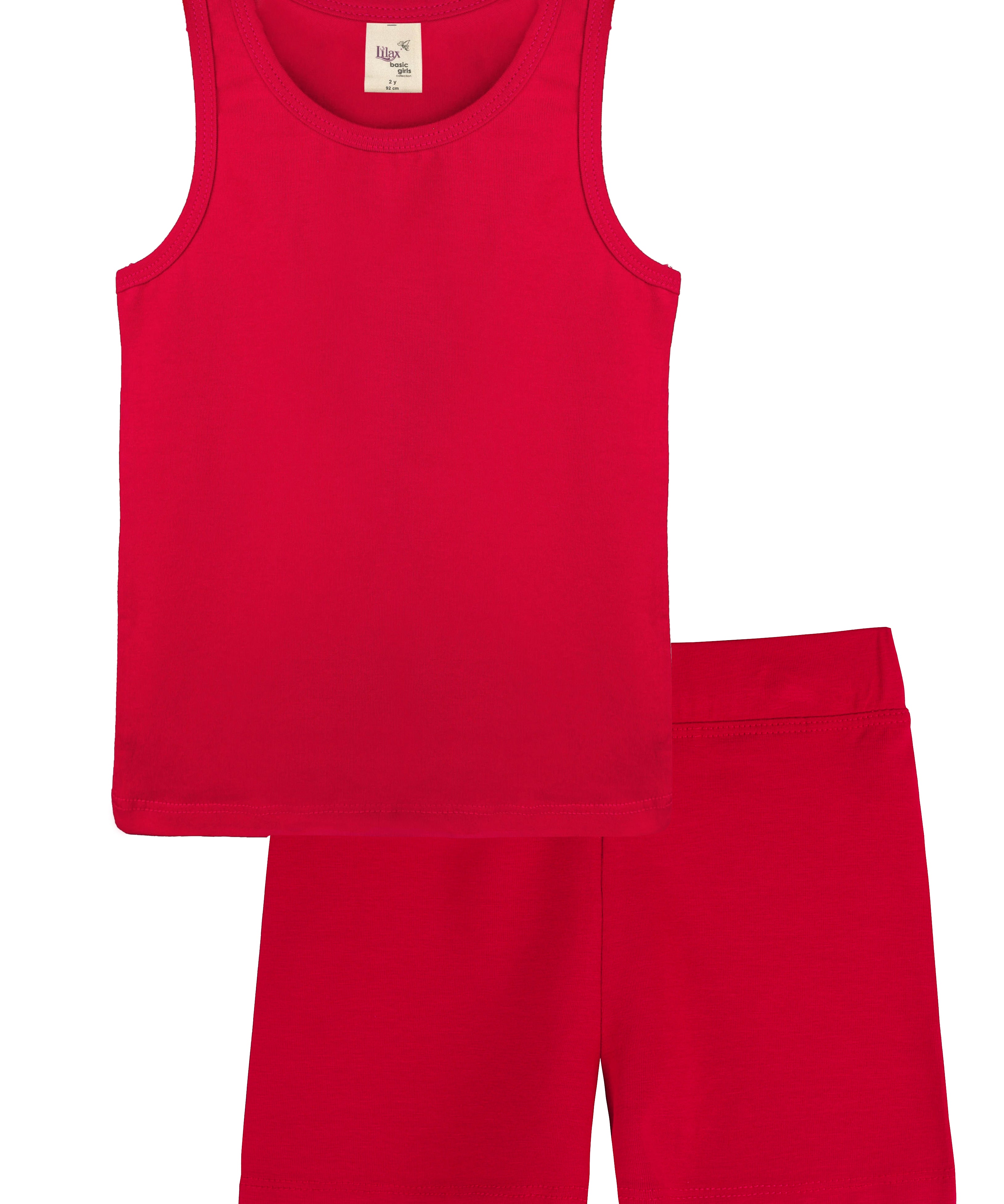 Girls cotton solid basic racerback tanktop and shorts set; perfect for baby girl clothes & christmas gift ideas  