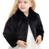 Girls Faux Fur Shrug Jacket Tied Ribbon Cozy Bolero