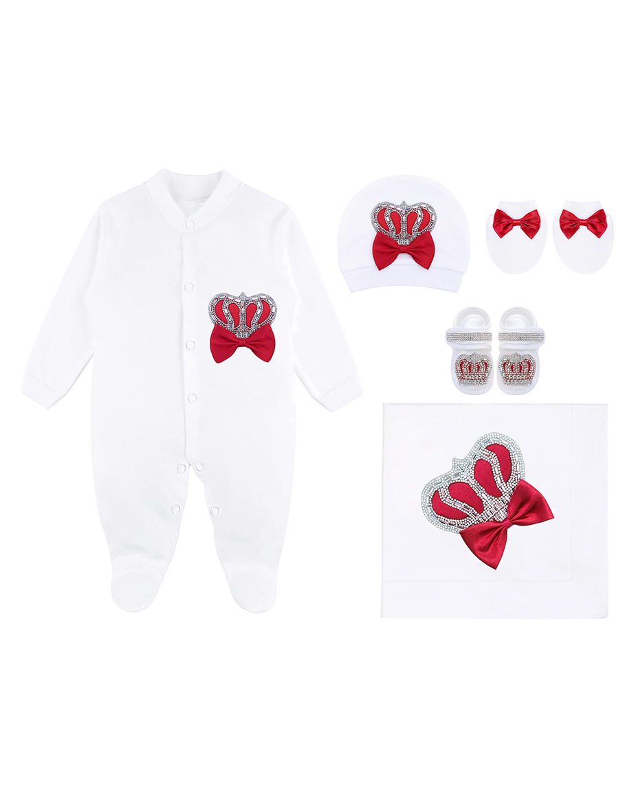 Baby Boy Newborn Crown Jewels Layette 5 Piece Gift Set